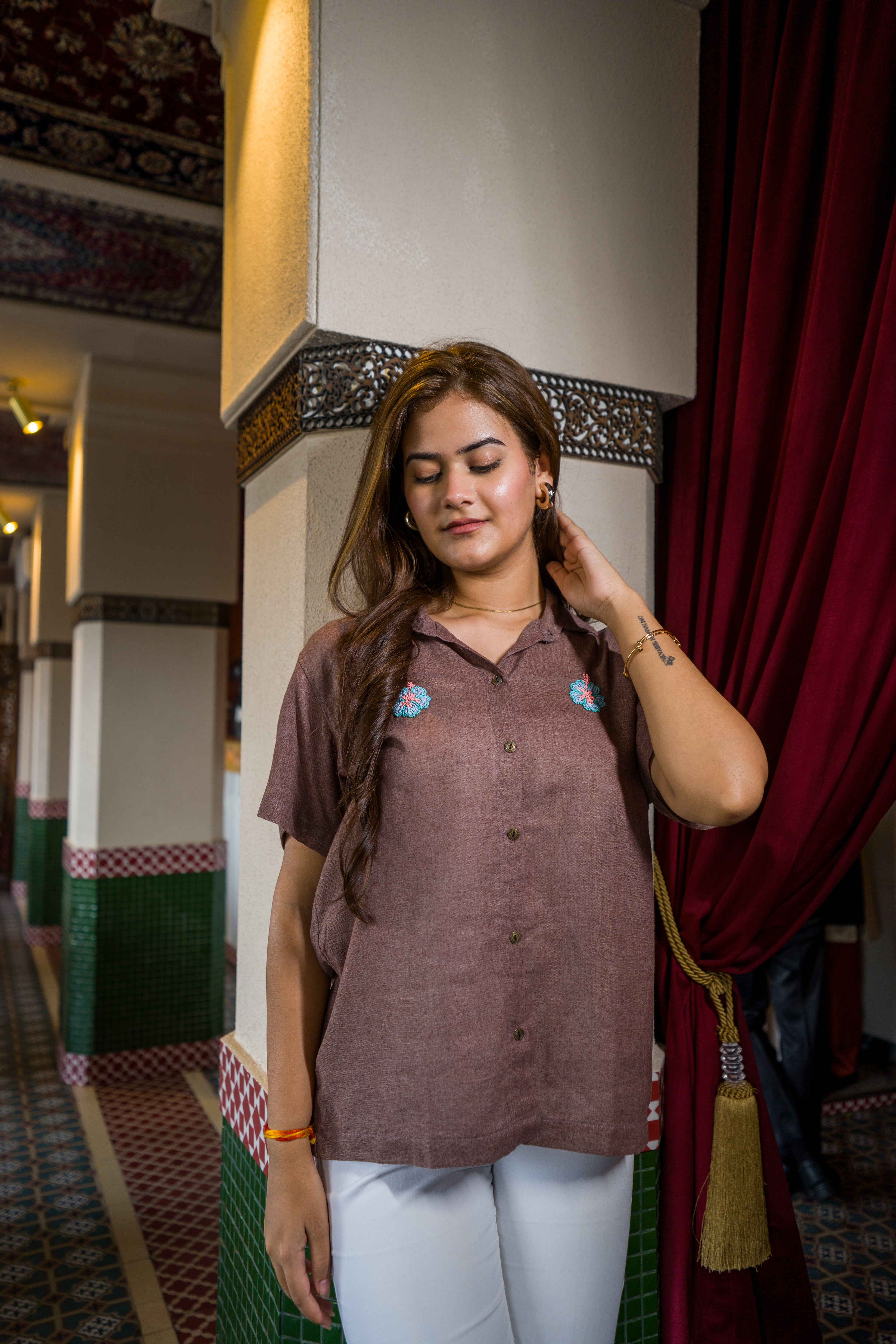 Brown Hibiscus Shirt