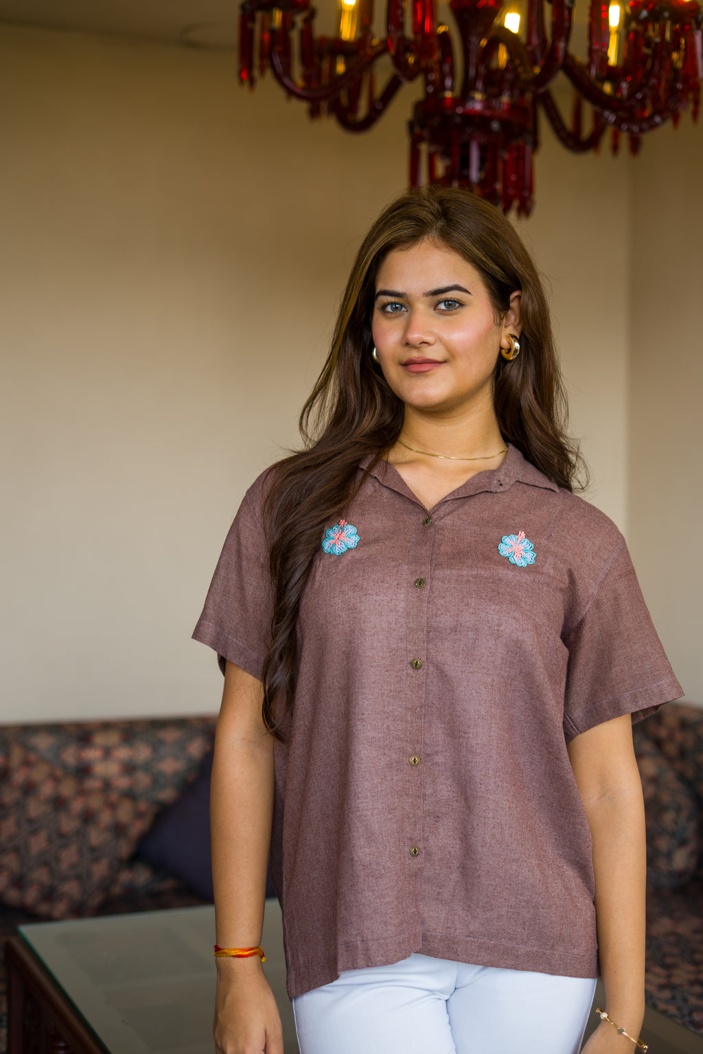 Brown Hibiscus Shirt