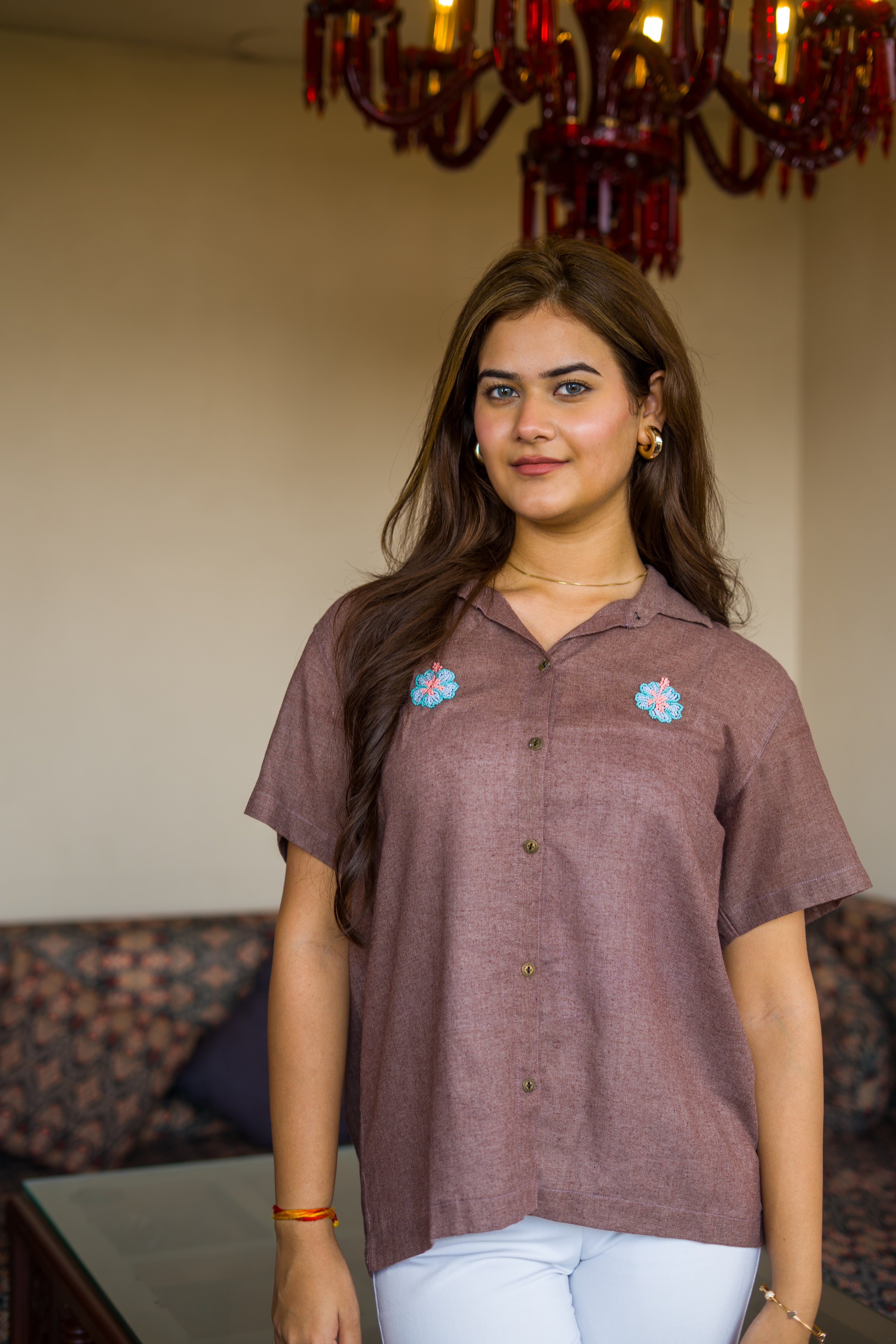 Brown Hibiscus Shirt